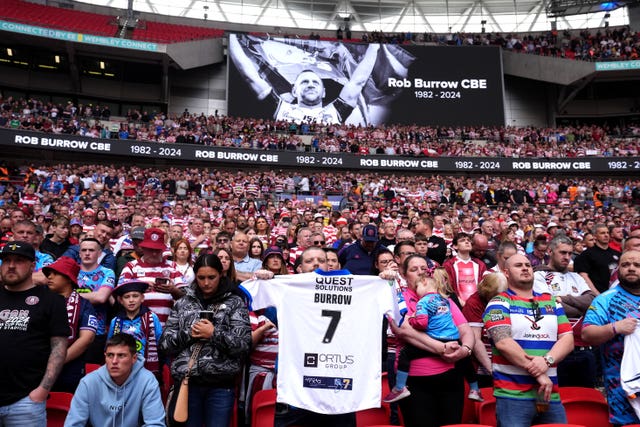 Fans pay tribute to Rob Burrow ahead of the Betfred Challenge Cup final at Wembley Stadium