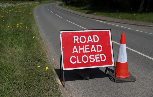 Road closed sign