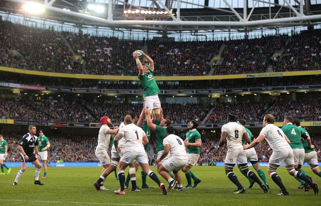 Ireland's Peter O'Mahony gathers in the line out in the Six Nations