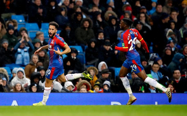 Andros Townsend (left) scored a sublime goal as Crystal Palace won at Man City last year.
