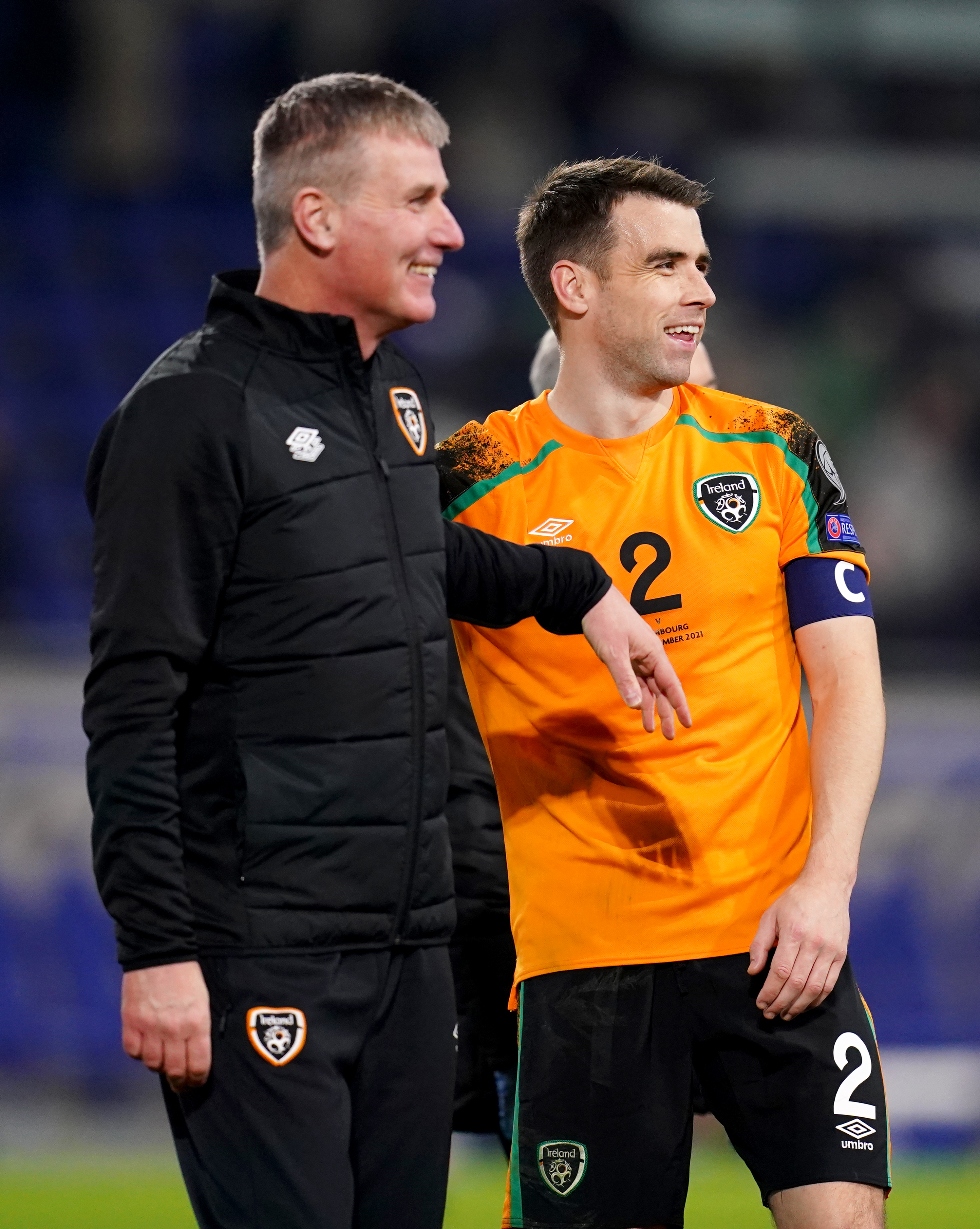 Republic of Ireland manager Stephen Kenny (left) left skipper Seamus Coleman (right) out of the starting XI in Scotland