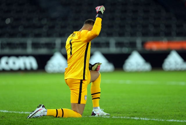 United States keeper Zack Steffen took a knee before kick-off