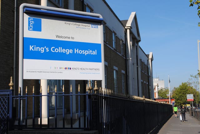 King’s College Hospital, Denmark Hill, London (Andy Hepburn/PA)