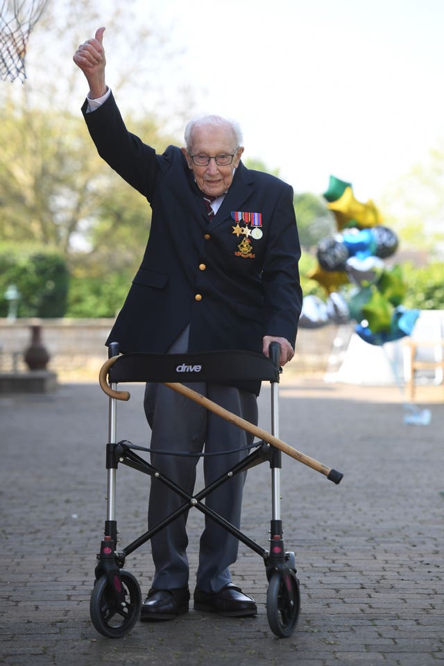 Captain Sir Tom Moore's fund-raising efforts earned him the Helen Rollason Award
