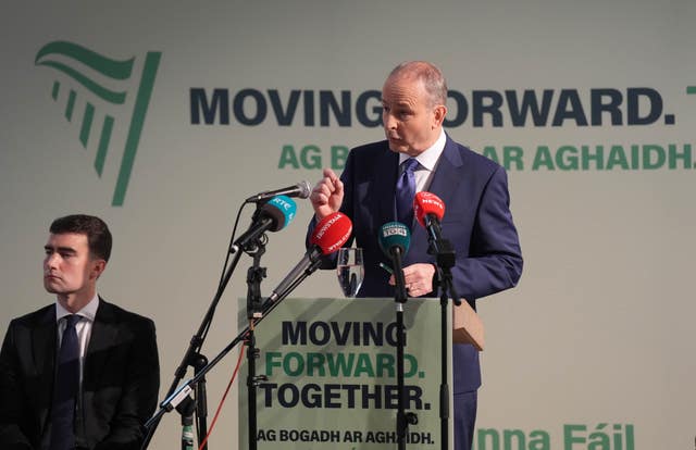 Fianna Fail leader Micheal Martin, with Minister for Finance Jack Chambers, left (PA)