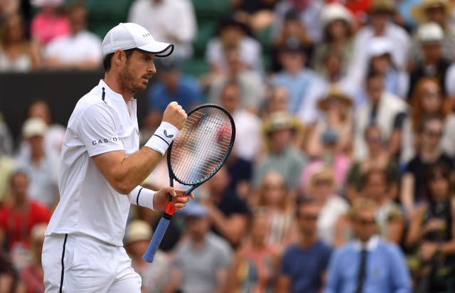 Andy Murray during his mixed doubles match with Serena Williams at Wimbledon earlier this year