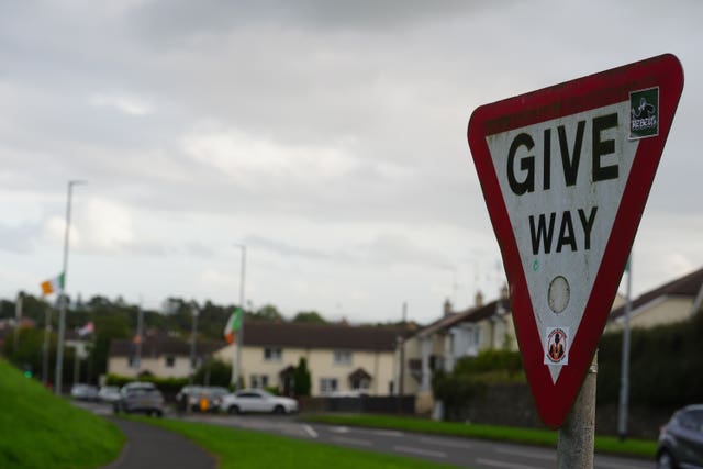 A road sign on Garvaghy Road in Portadown
