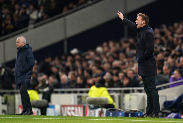 Nagelsmann (right) got the better of the more experienced Mourinho 