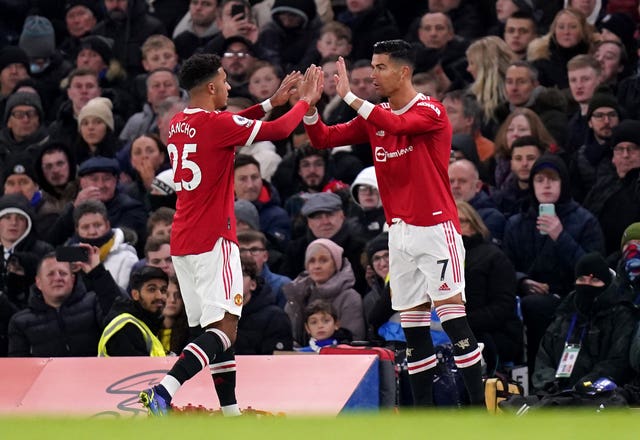 Cristiano Ronaldo (right) had to make do with a substitute's role at Stamford Bridge