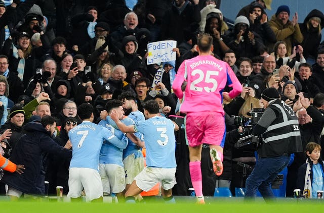 Phil Foden celebrates his last-gasp winner