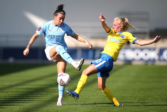 Lucy Bronze (left) endured a frustrating debut for Manchester City