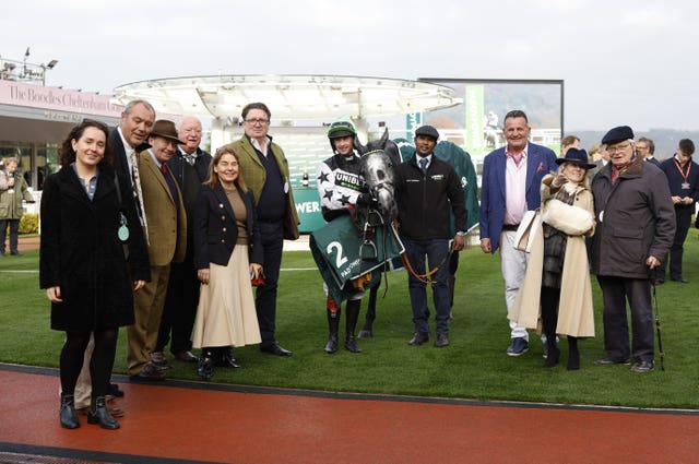 Hyland and his team of owners at Cheltenham
