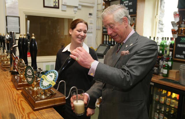 Charles pulling a pint of Windermere Pale bitter at Hawkshead Brewery at Staveley Mill Yard Business Park in Cumbria