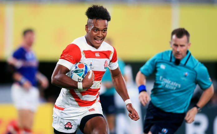 The ceremony was followed by a pleasing win for hosts Japan over Russia, with Kotaro Matsushima (pictured) crossing for three tries