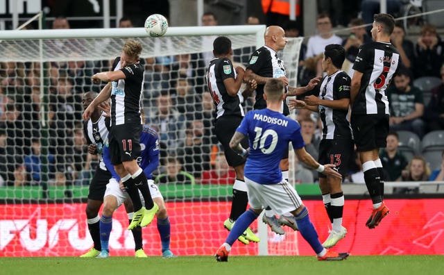 James Maddison scores Leicester's goal against Newcastle