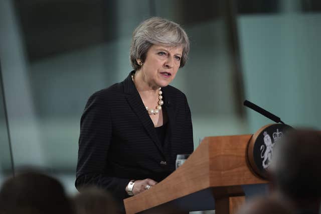 Theresa May during her speech at the Waterfront Hall