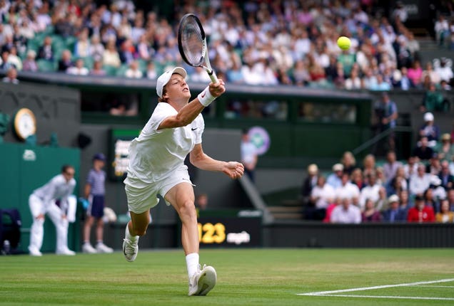 Jannik Sinner plays a shot during the entertaining clash