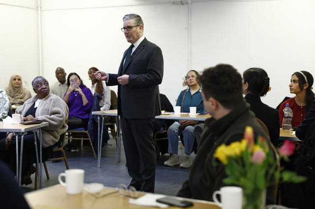 Sir Keir Starmer speaking during a visit to a community centre in London