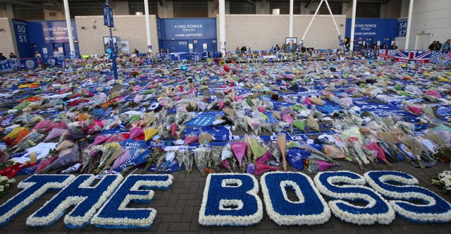 Floral tributes outside Leicester's ground