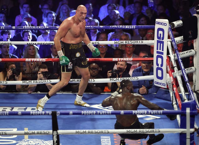 Fury, left, overcame Deontay Wilder in February (Bradley Collyer/PA)