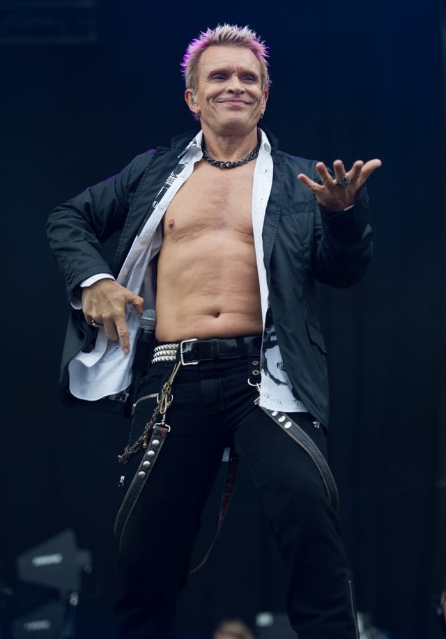 Billy Idol live on stage at the Download festival in 2015 (PA)