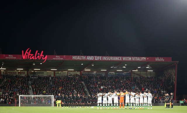 A minute's silence was held before the Carabao Cup tie between Bournemouth and Norwich on Tuesday evening 