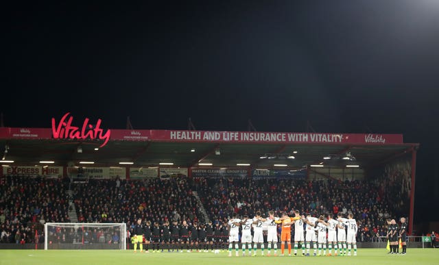 A minute's silence was held before the Carabao Cup tie between Bournemouth and Norwich on Tuesday evening