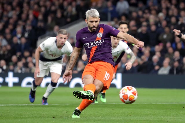 Sergio Aguero missed from the spot in Man City's Champions League loss at Tottenham