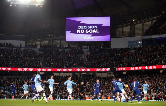 Raheem Sterling had a goal ruled out by VAR in a tight offside decision as Manchester City defeated Chelsea 2-1