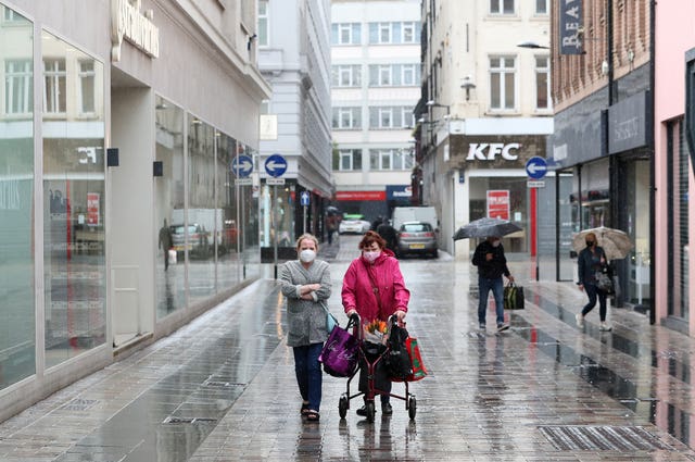 Shoppers in Belfast after shopping centres and retailers were given the green light to reopen