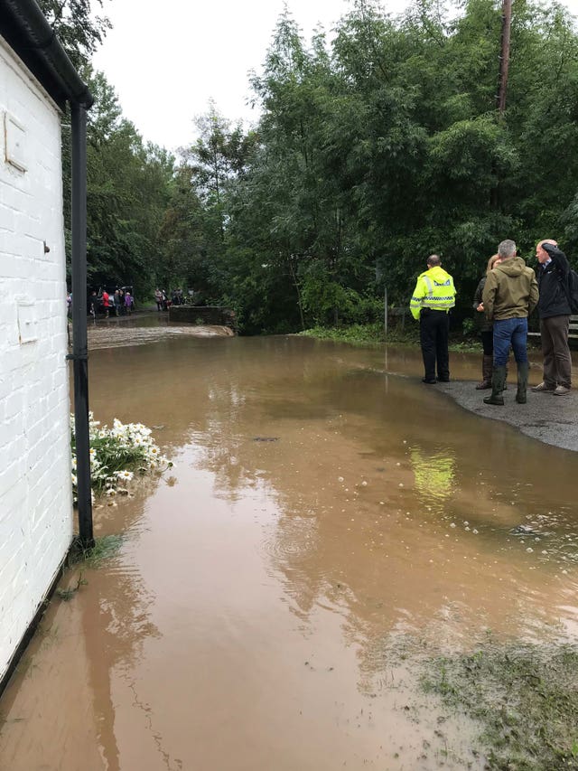 Flood damage to the garden belonging to Simon Howcroft in Poynton