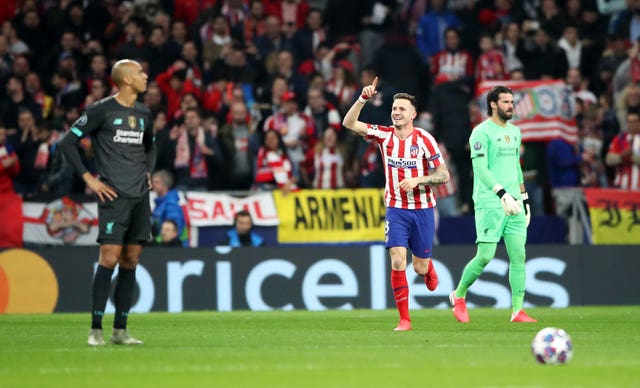 Atletico Madrid's Saul Niguez celebrates scoring 