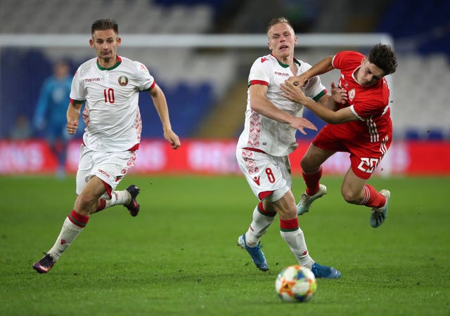 Daniel James in action for Wales against Belarus