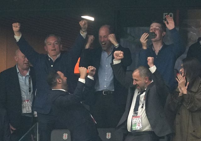 The Prince of Wales (centre) celebrates European glory