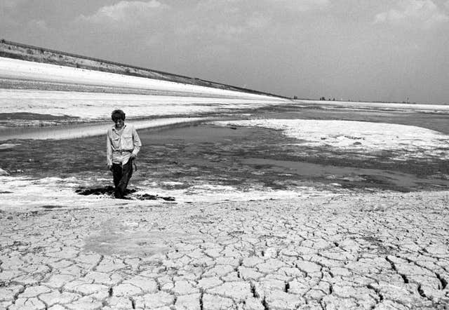 Staines Reservoirs in Middlesex during the drought of 1976