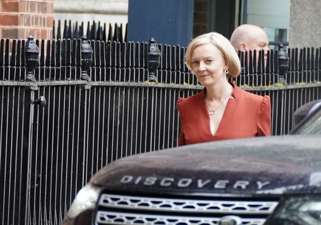 Prime Minister Liz Truss arrives in Downing Street in London, after delivering her keynote speech at the Conservative Party annual conference in Birmingham