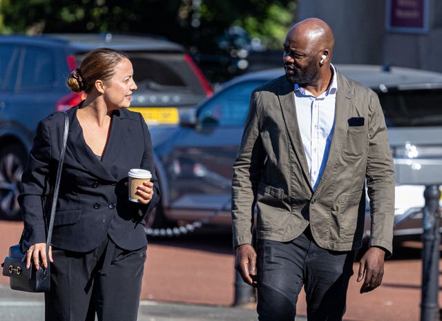 Louis Saha Matturie arrives at Chester Crown Court