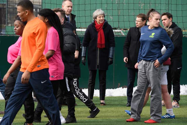 Prime Minister Theresa May at the Street League at People Plus employment charity in Birmingham (Leon Neal/PA)