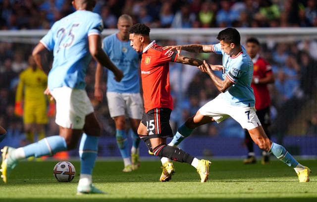 Jadon Sancho left City's academy for Borussia Dortmund and now plays for Manchester United