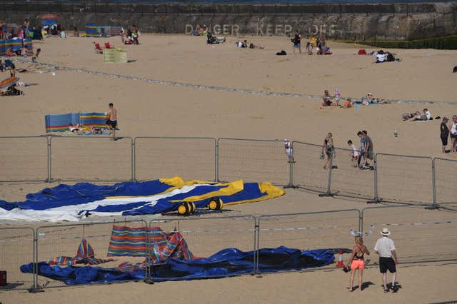 The equipment on Gorleston beach
