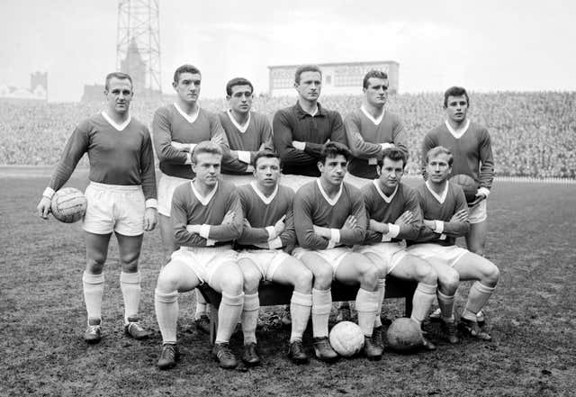 Manchester United from 1961, Nobby Stiles in the front row second from left with Bobby Charlton on the far right