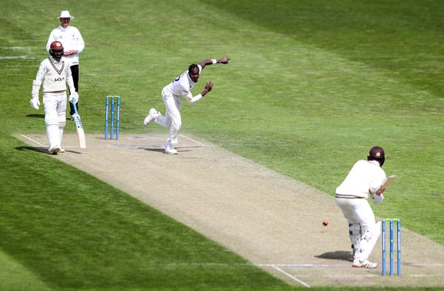 Jofra Archer bowled competitively for the first time since finger surgery in late March (Kieran Cleeves/PA)