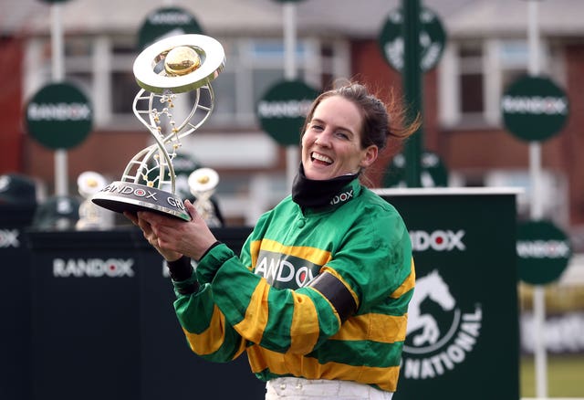 Rachael Blackmore receives the Randox Grand National trophy