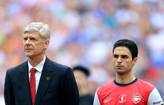 Arsene Wenger and Mikel Arteta