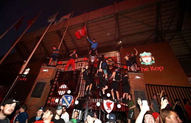 Liverpool fans outside Anfield