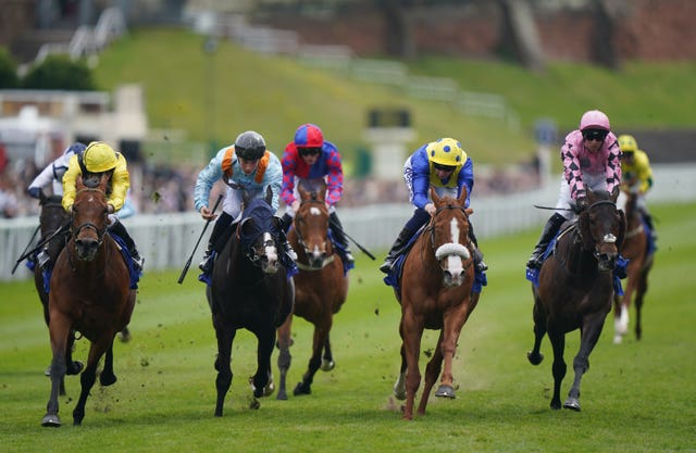 Red Mirage (noseband) comes out on top in a tight finish to the opener