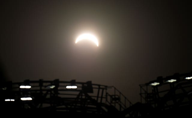 The solar eclipse above Croke Park in Dublin