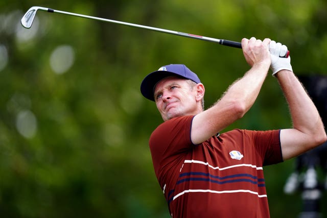 Justin Rose plays a shot at the Ryder Cup