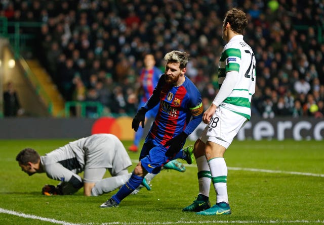 Messi scored five times in two group games against Celtic (Owen Humphreys/PA).