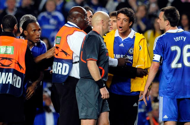 Tom Henning Ovrebo was the centre of attention at Stamford Bridge